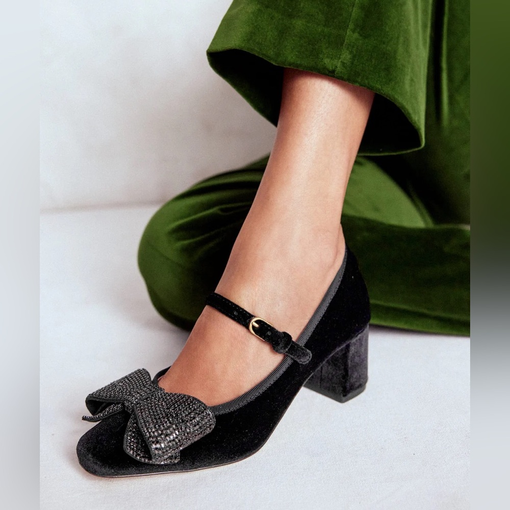 Embellished Bow Block Heels